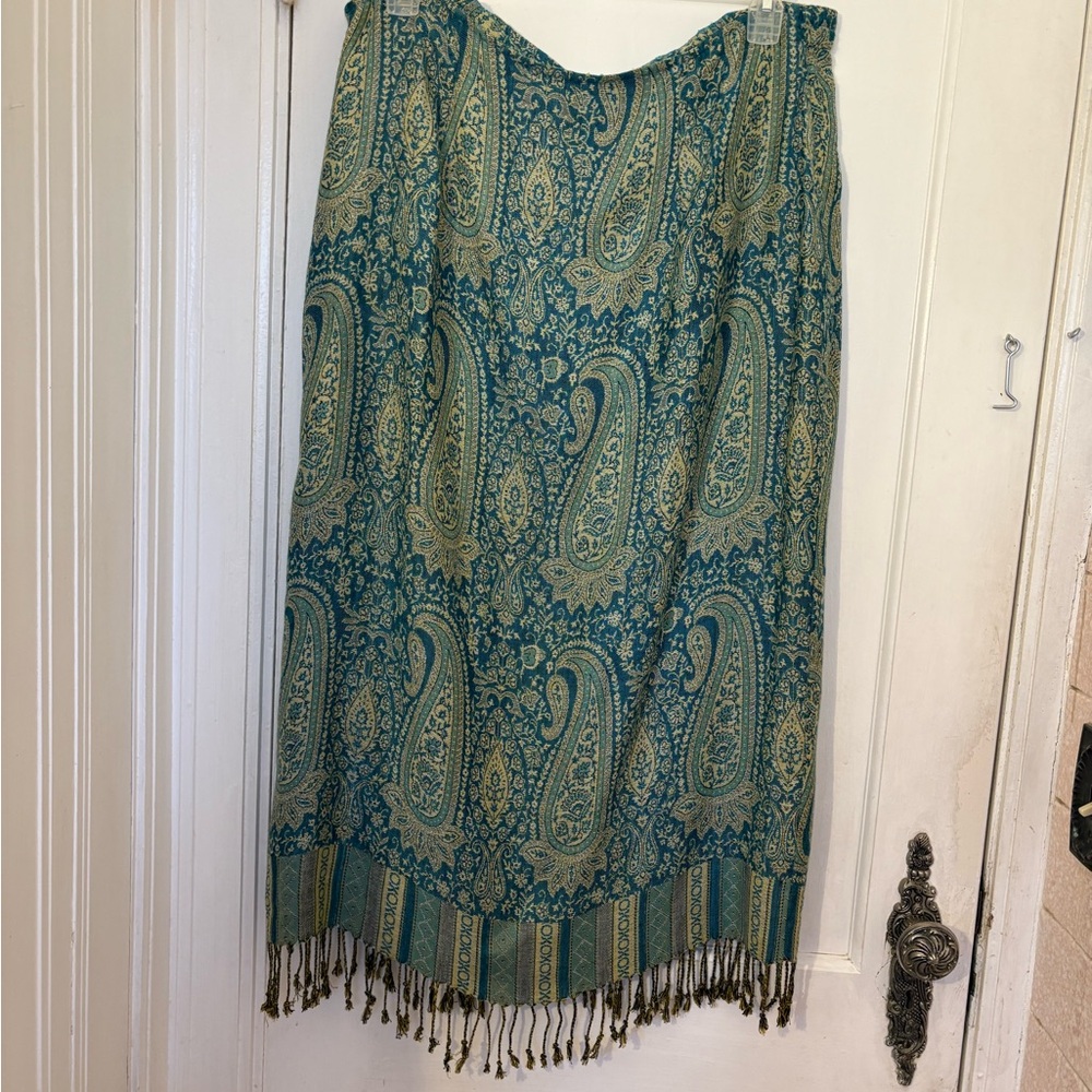 Cato Teal and Gold Patterned Skirt